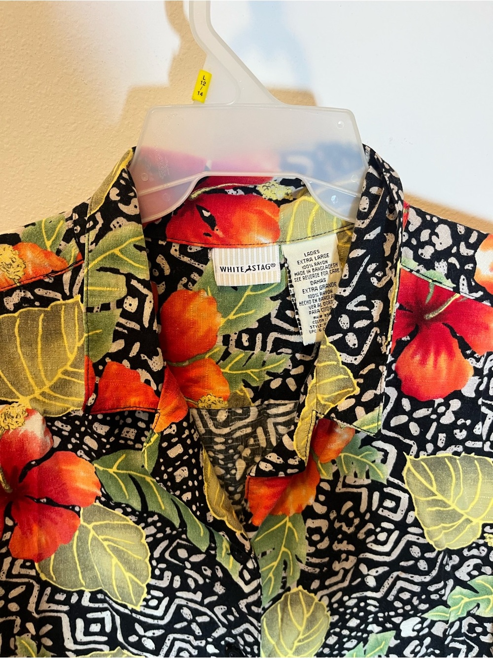 Vintage 2pc Black White Stag  Blouse & shorts with Red Floral & Yellow Accents